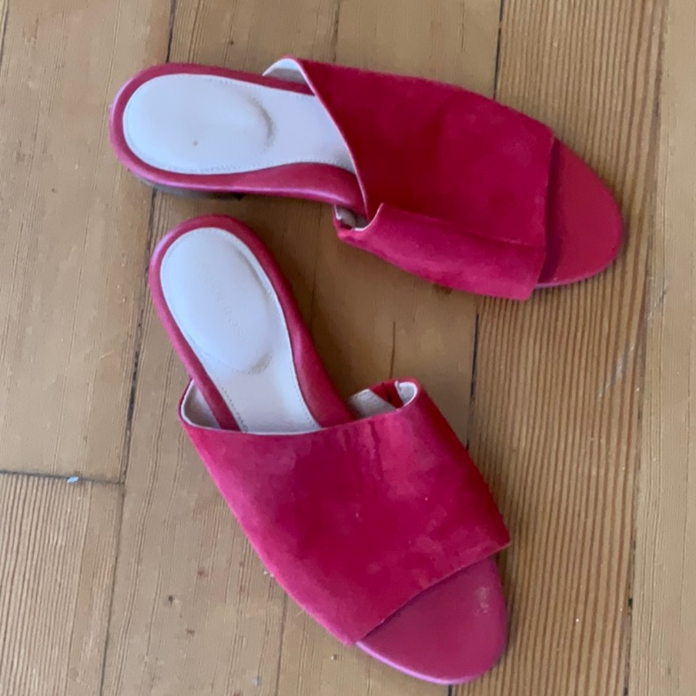 Taryn Rose Red Suede Slides 8.5